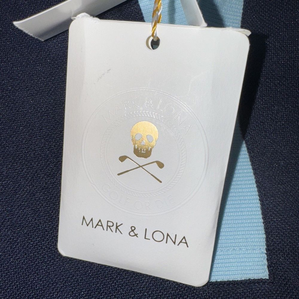 MARK & LONA Womens Performance Golf Polo Shirt Skull Logo Navy Blue Sz XL New - Picture 3 of 11